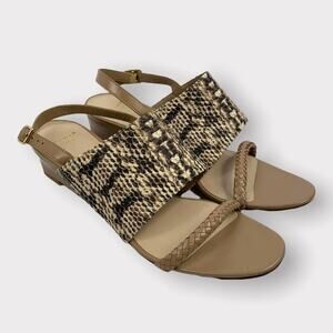 Cole Haan Grand OS Snakeprint Leather Slingback Wedge Sandal Size 8.5
